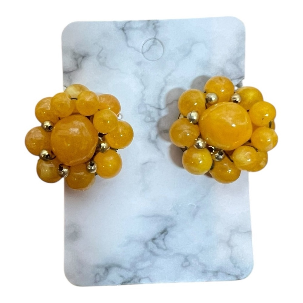 Elegant Yellow Beaded Earrings